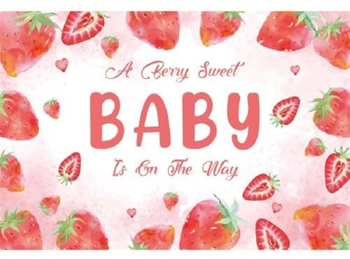 Xiaoterna 2,5x1,8m Baby Ducha Telón de Fondo Frutas de Verano Fresa Roja Fotografía de Fondo Un Dulce bebé Berry está en Camino Telón de Fondo Retrato Foto Atrezzo Decoración de Fiesta de cumpleaños