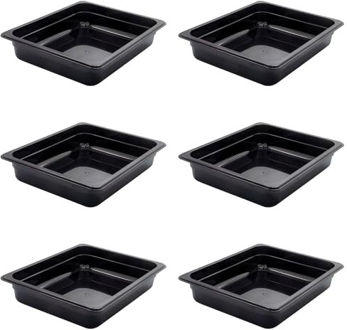 AcMax 6 recipientes GN 1/2 Gastronorm GN, 4 litros, profundidad de 65 mm, plástico, color negro