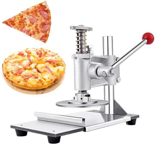 Pizza Dough Press Machine, Manual Stainless Steel Dough Press Machine with Pull-Out Tray, Kitchen Tool for Commercial or Family 16cm Adjustable Thickness, for Pizza, Pie, Tortillas, Pastry