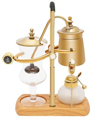 Qussse Siphon Balance Kaffeemaschine, 400ml Vakuum Kaffeebereiter mit Wasserhahn Messbecher und Löffel Siphon Kaffeemaschine Set zum Aufbrühen von Kaffee- und Teebrüher
