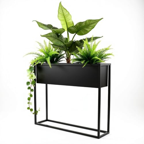 FRAMADO - Pflanzenständer Petto - 80x21x80cm - Farbe Schwarz - für Zimmerblumen - Metallregal - Dekorativer Tisch - Blumenständer - für Zimmerecke, Wohnzimmer, Balkon