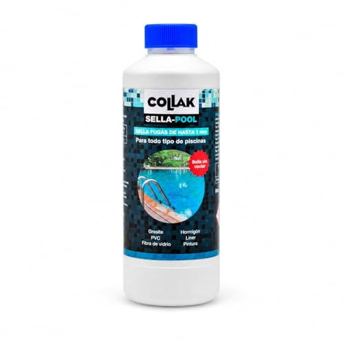 Collak - Sellador de Fugas para Piscinas Sella-Pool 1L – Repara Grietas sin Vaciar – Compatible con Liner, Hormigón, PVC, Fibra, SPA, Depósitos y Tuberías – Uso Profesional y Doméstico