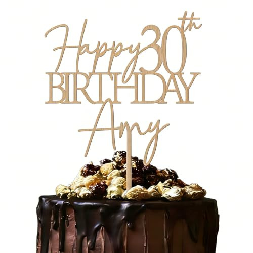 Personalised Rustic Wooden Cake Topper Happy Birthday Party Decoration | Custom with Any Name Any Age, Multicolour ,Cake Topper ,13th 16th 18th 21st 30th 40th 50th 60th