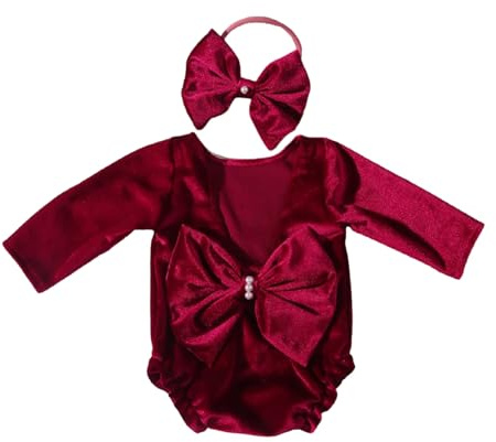 Oxxggkao Infant Holiday Photoshoot Pleuche Costume Baby Christmas Photo Props Comfortable Newborns Romper With Headband For Baby Newborn Photography Props