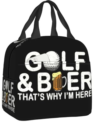 TFDGDGH Golf and Beer Insulated Lunch Bag for Women Resuable Sports Golfing Golfer Thermal Cooler Bento Box Office Work School