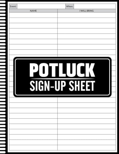 Potluck Sign-Up Sheet: Easy Event Planning Sheets for Organizing Dishes and Guest Participation, Meal Coordination Log for Office Events, Family Dinners, and Community Activities