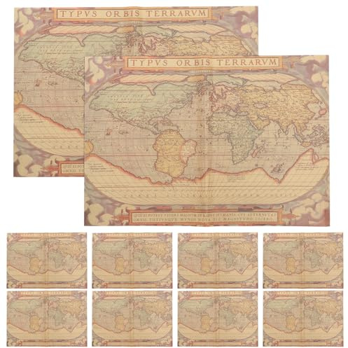 PACKOVE 10 Piezas de Papel para Envolver Diseño Retro de Mapas Papel de Obsequio para Ramos de Flores y Libros Adecuado para Fiestas y Necesidades Estacionales