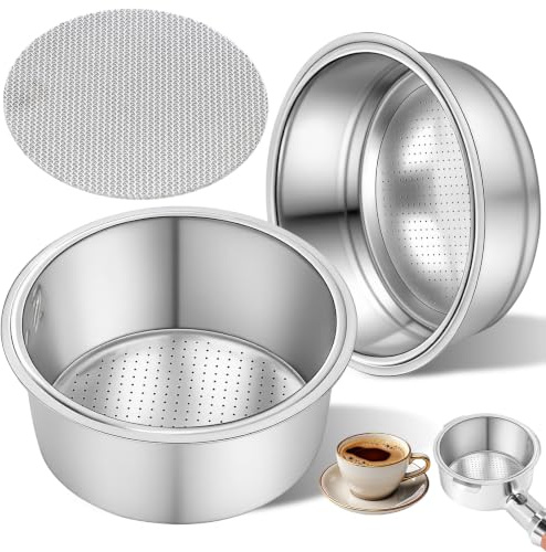 2 Stück 51mm Kaffeesieb Edelstahl, 1- und 2- Tassen Espresso Kaffeefilter
