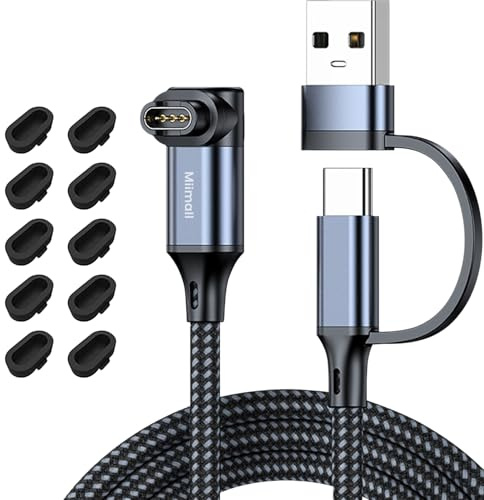 Miimall 2-in-1 Charger Cable for Garmin Watch Fenix 8 7 7X 7S 6 Solar,Forerunner 970 965 570 265 165 55,Vivoactive 6 5,Vivomove,Instinct,Venu,Tactical,Approach,Epix with 10PCS Charge Port Dust Cover