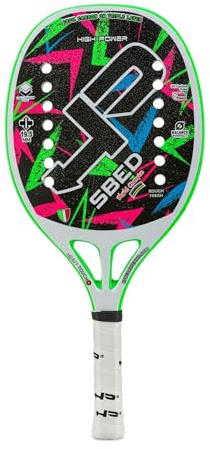 HP SBED, Racchetta Beach Tennis 100% Carbonio 3K - Superficie Trattamento Super Grip - Eva High Power – Leggera e Bilanciata – Profilo 19.50 mm - Custodia inclusa - Racchetta Campione del Mondo