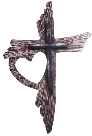 JYYWTSI Väggkors, Vintage Jesus Kors Vägg i Trä, Träkors 20 x 30 cm Krucifix med Tryckt Motiv Kristen Dekor Religiös Dekoration för Vardagsrum Kyrka Dop Kommunion Konfirmation Jul