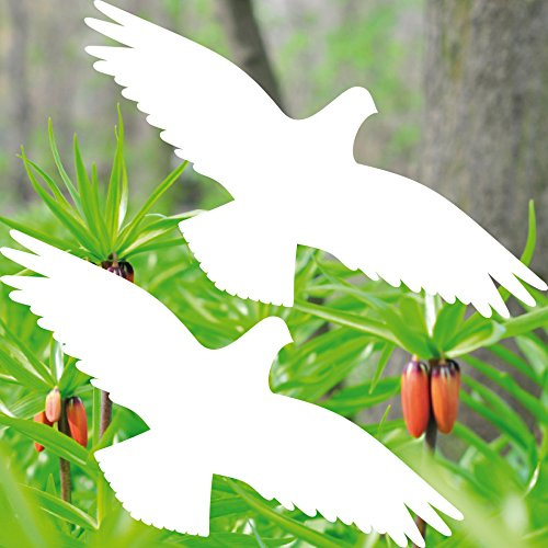 GreenIT 10 Stück 20cm weiß Vogel Aufkleber die Cut Tattoo Warnvögel Fenster Schutz Deko Folie