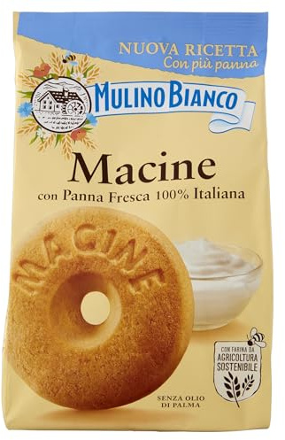 Mulino Bianco Biscotti Frollini Macine con Panna Fresca, 350 g | Colazione Ricca di Gusto