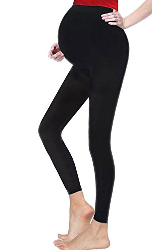 Crazy Chick Hugs & Kisses London Ladies Maternity Over Bump Stretchy Adjustable Full Ankle Length Leggings (20, Black)