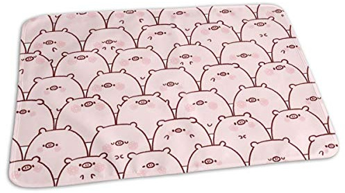 Mintslove - Wickelunterlage für Babys, wasserdicht, weiche Urinunterlage, saugfähige Bettdecke, waschbare Matratze, Wickelunterlage, Baby-Wickelunterlage, Cartoon-Schwein ohne Nähte, 50 x 70 cm