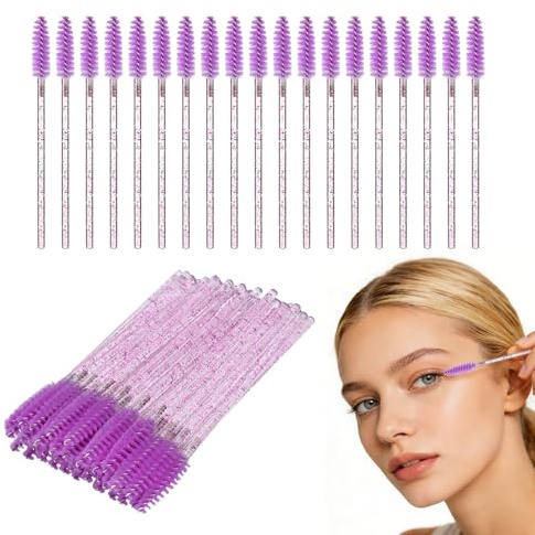 ATOMUS 100 Stücke Mascara Pinsel Einweg Mascara Stäbe Applikator Wimpernbürsten Wimpern Make-Up Applikatoren Kosmetik Pinsel Kit (100pcs Purple)
