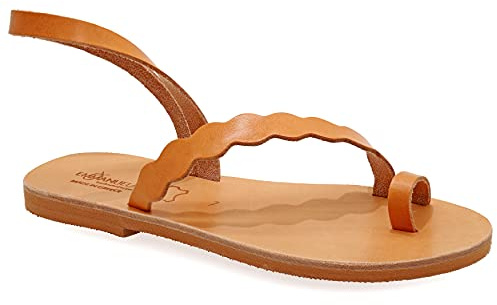 40 Beige Emmanuela Sandalen im antiken griechischen Stil, handgefertigte flache Sandalen aus Leder mit Zehenring, hochwertige Sandalen, Sommerschuhe mit Fußfesseln für Damen