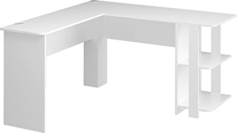 Vicco Eckschreibtisch Nikita, Weiß, 140 x 140 cm | mit offenen Regalfächern für flexible Ablagemöglichkeiten