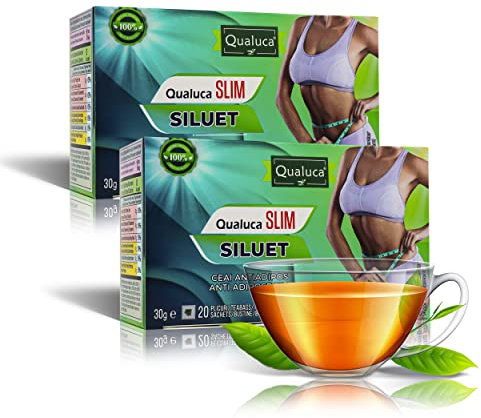 Qualuca® Slim Siluet Tea | Löwenzahnblätter | Grüner Tee | Kräutertee | 2 Packung | 40 Teebeutel - 60g
