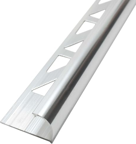 Dalsys Fliesenschiene 2,5m x 8mm Silber matt Alu | Viertelkreisprofil, Rundprofil, Halbrundprofil, eloxiert, für Fliesen und Bodenbeläge, Kantenschutz