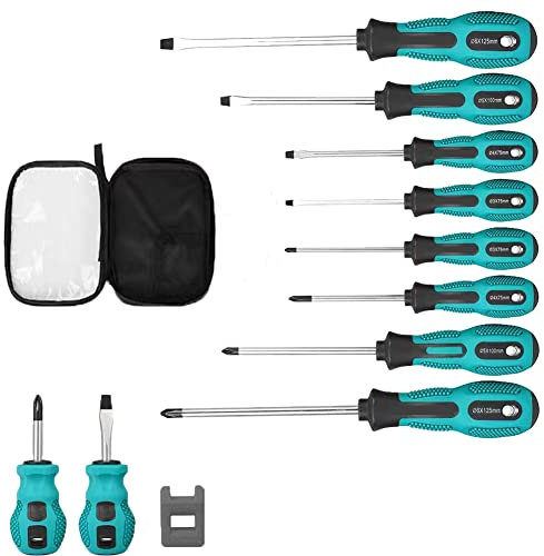 Set di cacciaviti magnetici da 10 pezzi, 5 cacciaviti diritti + 5 cacciaviti a croce con custodia per il trasporto, magnete, 3 mm * 2,4 mm * 2,5 mm * 2,6 mm * 2