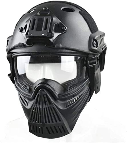GUANBAILE Taktische Maske Und Schneller Helm, Transparente Vollgesichts-Schutzbrillenmaske,Für Paintball-Schießen, Halloween, CS-Spiel