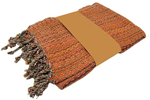 Stefano Ferrante MUTICOLOUR Hamamtuch (orange) | Saunatuch, Pestemal, Fouta, Strandtuch, Badetuch, 100x180 cm, Baumwolle