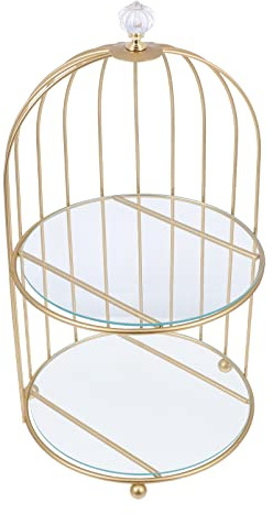 Operitacx Dekorativer Tortenständer Im Vogelkäfig-Design Goldene Doppelschicht Für Hochzeiten Partys Und Desserts Für Muffins Und Torten Elegantes Display-tablett Jeden Anlass