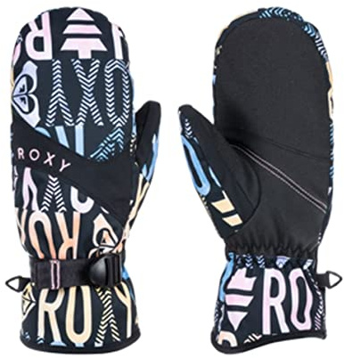 Roxy Jetty Isolierte Snowboard-/Ski-Fäustlinge, Größe M, True Black Sapin
