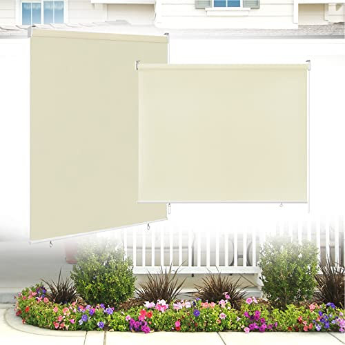 Yznahre Beige Senkrechtmarkise Vertikalmarkise Außenrollo, 180x240cm Sichtschutz Sonnenschutzrollo Balkonrollo, Wasserfest Thermofunktion für Balkon Terrasse Garten