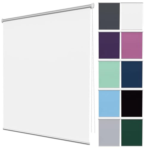 Doppelrollo Klemmfix Ohne Bohren 30 x 80 cm Blickdicht Hitzeschutz Seitenzugrollo Verdunkelungs-Rollo Verstellbare für Fenster und Türen, Weiß