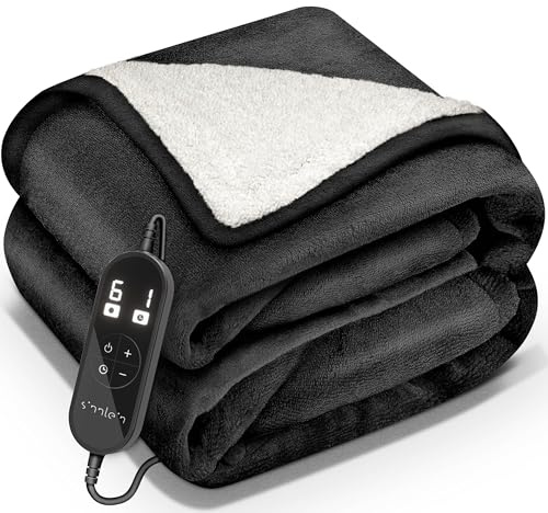 sinnlein® Heizdecke 180x130cm mit Abschaltautomatik | Wärmedecke elektrisch | Kuscheldecke mit Timerfunktion, 9 Heizstufen , Digitalanzeige & Überhitzungsschutz | Geschenke für Frauen & Männer