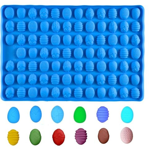 PTaizjjz Moule en Silicone de Pâques - 83 Cavités Mini Œufs, pour Fête, Pâtisserie, Bonbons, Chocolat, Biscuits, Gelée, Friandises pour Chien