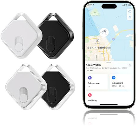 Olycism Lot de 4 Localisateur d'objets Bluetooth localisateur de clés Portée de Recherche de 98 Pieds Batterie remplaçable Etanche à l'eau pour Clé Portefeuille Valise Bagages (iOS Uniquement)