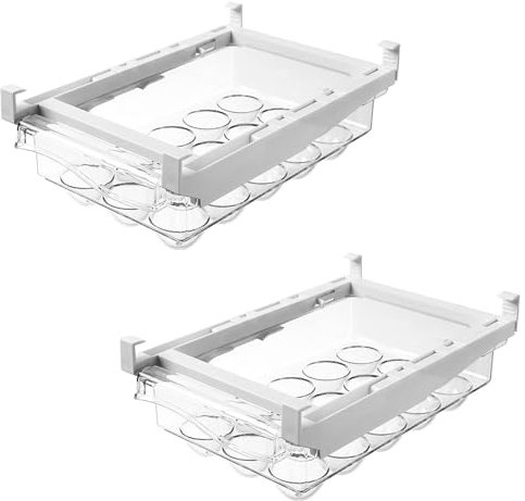 Oceano 2PZ Cassetto Frigorifero Estraibile Organizer per Ripiani Salvaspazio Universale Cassetti Estraibili Ordinati Organizzatori per Frigorifero Contenitore Frutta Verdura Portauova 30x20x9cm (BB)