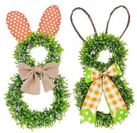 Murman Osterkranz - Türkranz - Künstlicher Osterhase Grünes Laub Kranzdekoration Für Haustür Und Innenfenster, Eingangswand - Osterparty Dekoration