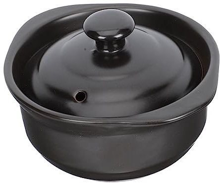 ANSNOW Cazuela Cazuela con Tapa Olla de Barro Coreana Olla de Vapor Pequeña Taza de Cerámica Al Vapor Olla de Sopa para el Hogar Olla para Estofado Antiadherente Olla de Sopa con Tapa Mini Horno Cer