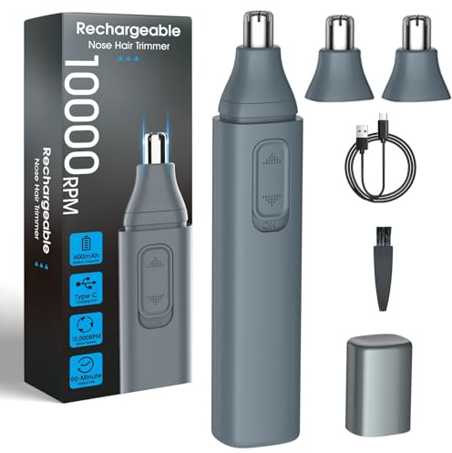 JISHO Nasenhaartrimmer Herren Nasenhaarschneider Ohrhaarschneider für Männer und Frauen, Doppelseitigen Edelstahlklingen, USB Type C aufladbar für einfache Reinigung, Reisefreundlich, 2 Ersatzköpfe