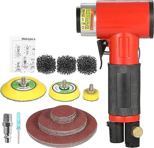 Sander, Mini Air Sander with 1/2/3 Inch Sand Disks Random Orbital Pneumatic Sander Air Powered Sanders & Polisher with 15 Sandpapers for Car Beauty Woodworking Sanding Polishing Waxing