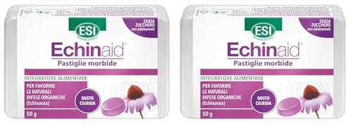 ESI - Echinaid Pastiglie Morbide, Caramelle Gola con Echinacea e Vitamina C, Favoriscono le Difese Immunitarie Contro Malanni Tipici della Stagione Invernale, Senza Glutine e Vegan, 50 g