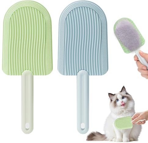 2 PCS Cat Tongue Comb Cat Tongue Brush Cat Chin Brush Double Sided Cat Grooming Brush Multifunctional Pet Ice Cream Massage Comb for Shedding for Cat Dog Bunny Cat Comb for Removing Loose Hair