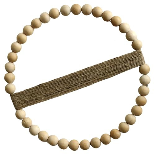 Handgewebtes Makramee-Seil, Wandbehang, Dekorationen mit Holzperlen, großer runder Rahmen, getrocknete Blumen, Pflanzenhalter, Heimdekoration