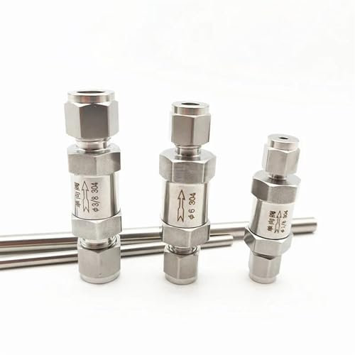 PVTLCYBI 304 Edelstahl Doppelring-Einwegventil 6 mm 8 mm 10 mm Instrumentenrohr Sechskant-Kartenhülse Rückschlagventil(1/4)