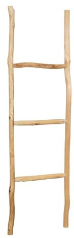 Biscottini Scaletta porta asciugamani bagno 110x4x33 - Scala Decorativa in Legno - Scala portasciugamani - Scaletta legno appendi asciugamani - Scaletta portasciugamani da parete Metallo, Bambu