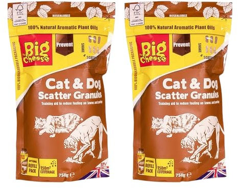 Cat & Dog Scatter Granules Effective pet repellent for gardens, lawns, and outdoor areas. Safe, natural formula to deter cats and dogs from unwanted areas, easy to apply – 750g Twin Pack