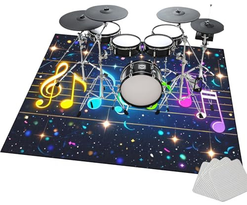 Elektrisches Schlagzeug Teppich - Akustik Schlagzeugteppich - Drum Rug - Schallschutzmatte Rutschfeste Trommel Teppiche - 200 x 160 cm Music Carpet Innen und Außen - Schallschutz Teppichmatte