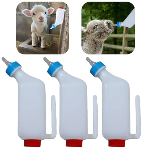 3 Pack Biberon d'Agneau & Chèvre 800 ML - Seau à Lait en Bouteille pour Allaitement d'Agneaux & Bébé Chèvre - Système de Boisson Suspendue