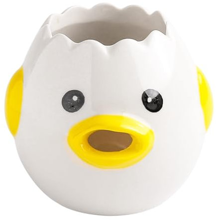 Turodeuo Cute Egg Separator, Ceramics Vomiting Chicken Egg Yolk White Separator, Practical Household Small Egg Filter Splitter