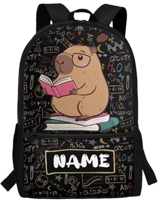 Cugasmaru Mochila personalizada Capybara para niños, mochilas personalizadas para niñas, bolsa de regalo para el regreso a clases, Libro Capybara, L