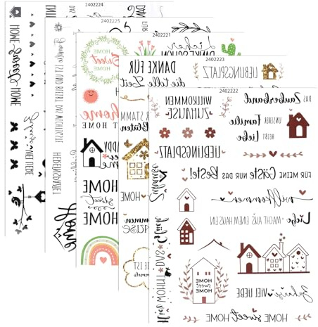 5 Stück Kerzentattoos, Kerzenaufkleber Rub on Sticker A5, Kerzen Wassertransferfolie für Kerzen Dekorieren, Kerzenfolie, Schrift Aufkleber für Möbel, Glas, Holz, Scrapbooking, DIY Basteln Deko